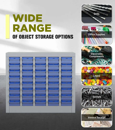 40 Drawer Small Parts Cabinet For Bolts And Nuts, Heavy Duty Steel Frame With ABS Drawers, Label System, Tool Storage Cabinet