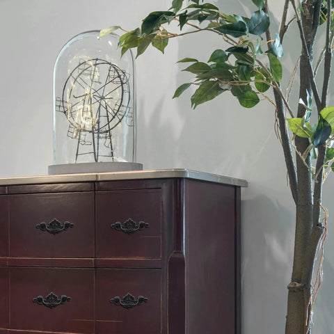 Decorated dresser with 8 Pack Matte Black Drop Bail Drawer Pulls Two And A Half Inch Center Vintage Cabinet Handles For Dresser Closet Cupboard Furniture Premium Zinc Alloy Construction Durable Hardware For Farmhouse And Traditional Decor And Timeless Quality against a leafy backdrop.
