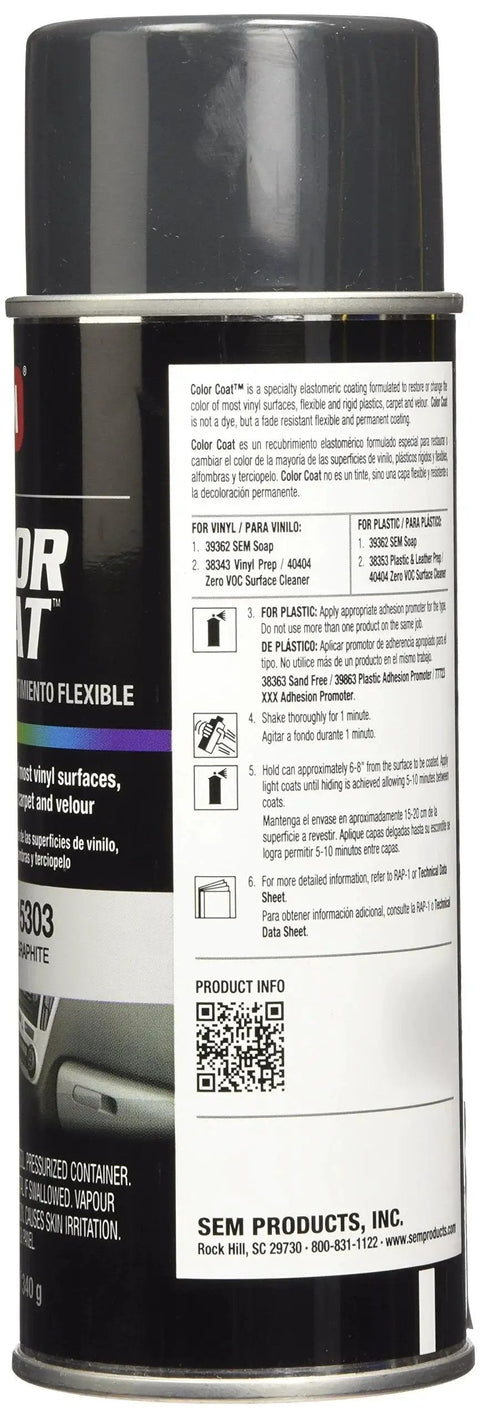 Graphite Color Coat For Automotive Finishes 12 Fl Oz High Gloss Durable Shine, side view of spray can with label details.