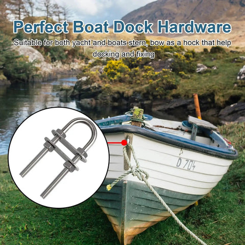 Heavy Duty 316 Stainless Steel U Bolts Two Pack For Boat Stern Bow Eye Tie Downs Yacht Boat Trailer And Automotive Use 100mm Length