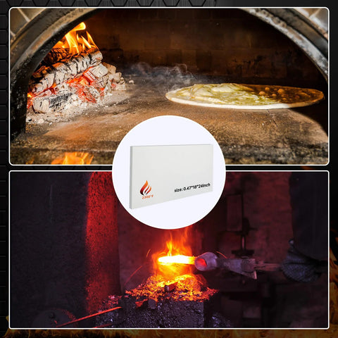 Ceramic fiber insulation board, white, 0.47 x 18 x 24 in, 2300°F, for wood stoves fireplaces kilns