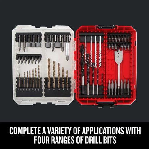 60 Piece Drill Bit Set For Impact Driver And Screwdriver By Craftsman, Pro Grade Nut Driver And Bit Set, open case view