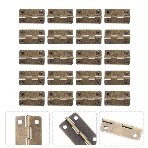 1.2 Inch Miniature Iron Chest Hinges With Screws 50 Pack For Small Cabinets Jewelry Boxes DIY Crafts Antique Copper Finish