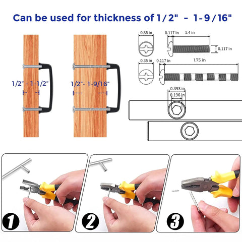 30 Pack Solid 3 Inch Cabinet Handles Matte Black Zinc Alloy Pulls for Kitchen installation diagram and tool use instructions