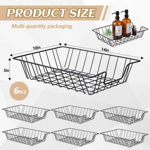 Six Pack Metal Letter Tray Set Stackable Wire Paper Organizer For Desk File Holder Basket Letter Storage 14 x 10 x 3 Inches Black