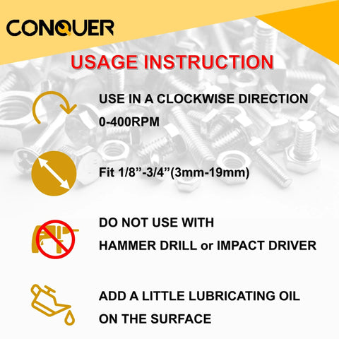 Usage instructions for Premium Tungsten Deburring External Chamfer Tool With Quick Release Shank, including rotational direction and size fit.