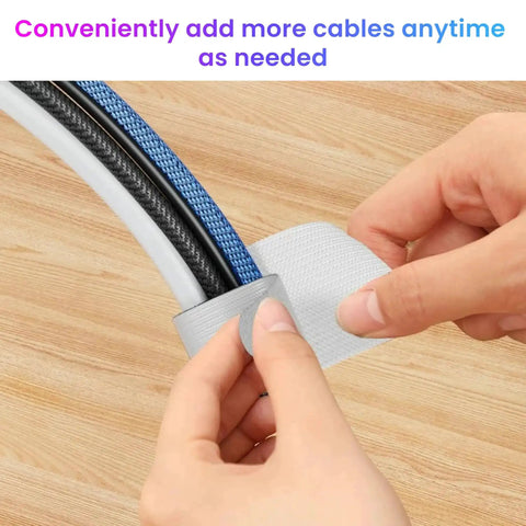 Person using Self Adhesive Hook And Loop Cable Ties For Easy Cable Management, Sticky Back Cord Organizer And Clip on cables