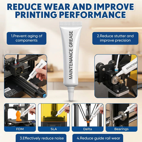 MTLEE 3D printer grease, 2x10g, odorless non-toxic lubricant for guide rails and bearings; compatible with Bambu X1