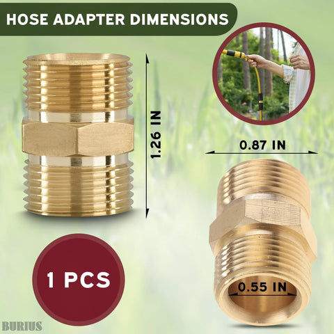 Brass pressure washer hose connector, M22 14mm, quick-connect, no-leak design, 1 pc