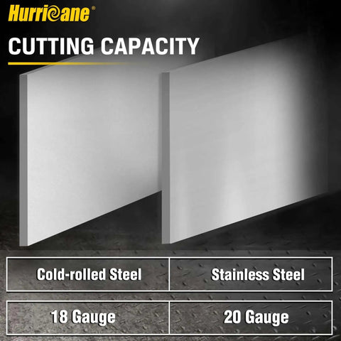 Cutting capacity of 10 Inch Aviation Snips with Safety Lock and CR-MO Blades for Straight Cutting Metal Sheets in 18 and 20 gauge steel