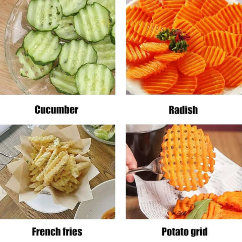 Crinkle Cutter For Veggies And Potatoes Stainless Steel Wave Knife For Chips And Fries Durable Rust Resistant Kitchen Gadget Easy To Use For Potatoes Carrots Cucumbers And Other Veggies 15.8 By 11.5 Cm Rpanle slicing cucumbers, radishes, fries, and potato grids