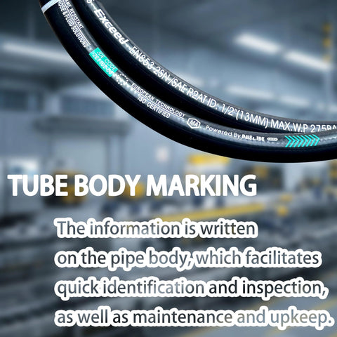 Hydraulic hose assembly, 1/2 in JIC female x female, 36 inches long, black rubber with white printed markings