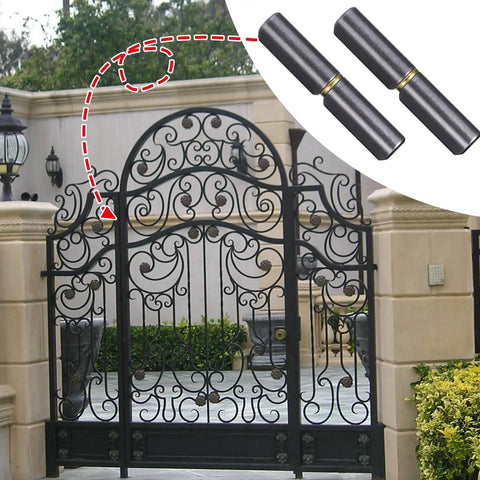 Weld On Barrel Hinge Set 10 Pack Heavy Duty Carbon Steel Gate Hinges Two And A Half Inch Long, Three Eighths Inch Pin Diameter, Black Finish