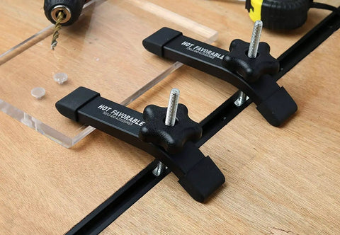 Durable Aluminum 24 Inch T Track Kit With Two Hold Down Clamps For Woodworking Fits 5/16 And 1/4 T Bolts Sandblast Finish