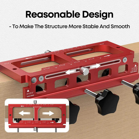 Pro Grade Aluminum Door Hinge Jig And Router Template For Diy Woodworking showing adjustable alignment features on wood surface
