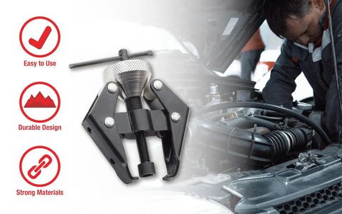 Mechanic using Battery Terminal Puller And Wiper Arm Puller Remover Tool Heavy Duty Steel near car engine