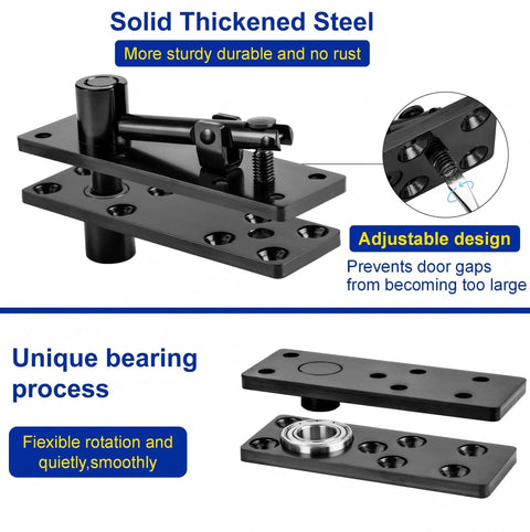 Solid steel components of Hidden Pivot Door Hinge Set For Bookcases And Murphy Doors 600 Lbs Load Bearing