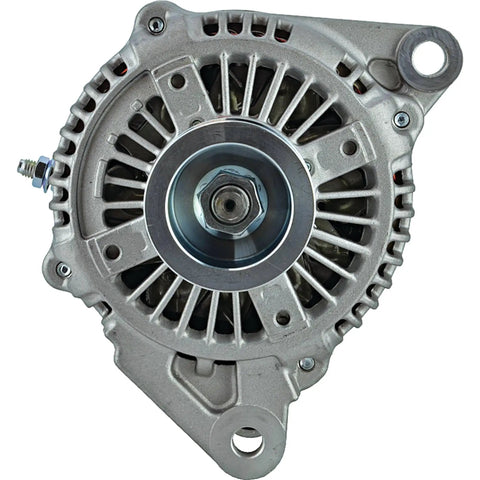 Front view of 12V 136A Clockwise Alternator Replacement For Jeep Grand Cherokee 2001-2004 And Wrangler TJ 2004 Internal Regulator Solid Pulley