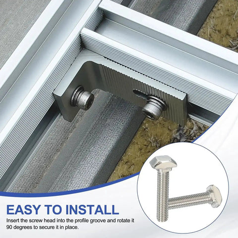 Drop In M5 30 mm T Slot Bolts With Hammer Head And Hex Nut Flange For 20 Series Aluminum Extrusion installed on frame