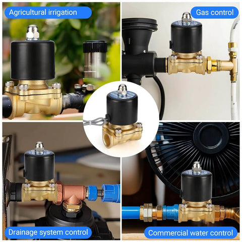 Brass Waterproof Electric Solenoid Valve Half Inch NPT DC12V Normally Closed For Water Oil Gas Air in various control settings
