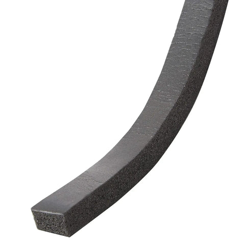 Close-up of Three Quarters Inch Sponge Rubber Foam Tape Black 10 Ft Doors Windows Sealing, showing black foam texture and adhesive edge.