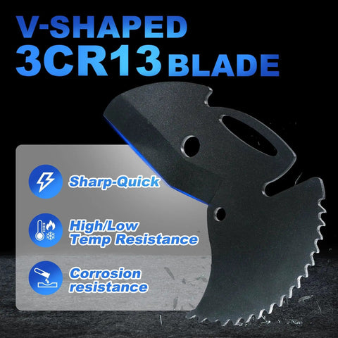 V-shaped 3CR13 blade with sharp-quick cutting, high/low temperature resistance, and corrosion resistance features