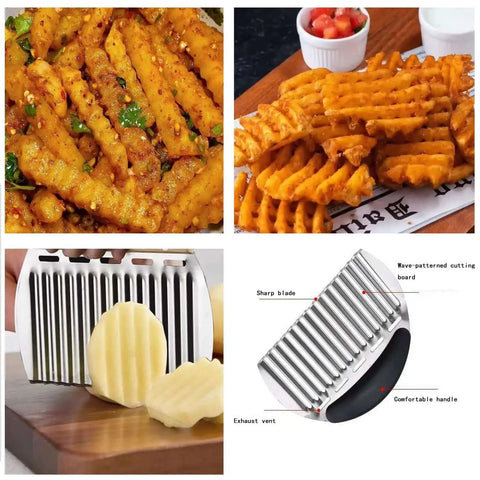 Two Pack Crinkle Fry Cutter Set For Potatoes And Veggies, Large And Small French Fry Slicers With Ergonomic Non Slip Handles