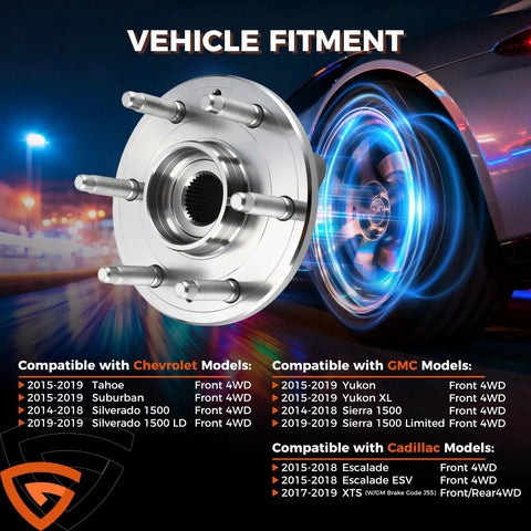 Wheel Bearing And Hub Assembly With Abs Beefy For GM Trucks And Full Size SUVs 6 Lug 4WD Fits Tahoe Silverado Suburban Sierra