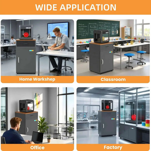 Huge 180L Industrial Sealed Storage Cabinet for 3D Printer Filament with Built-In Dehumidifier in various room settings