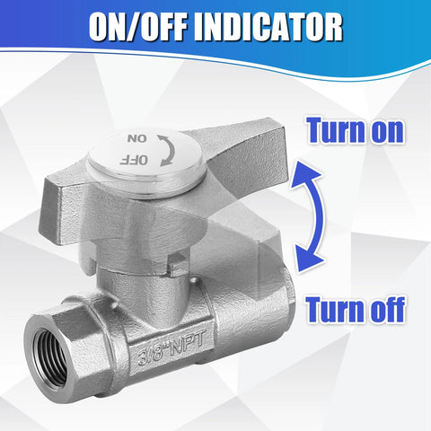M MINGLE ball valve for pressure washer, 3/8-in NPT threads, metal body with on/off control knob