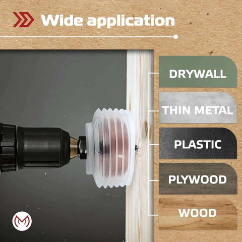 Pro Grade Bi-Metal Hole Saw Kit For Recessed Lighting 6-1/4 Inch With Silicone Dust Bowl drilling through wood and drywall