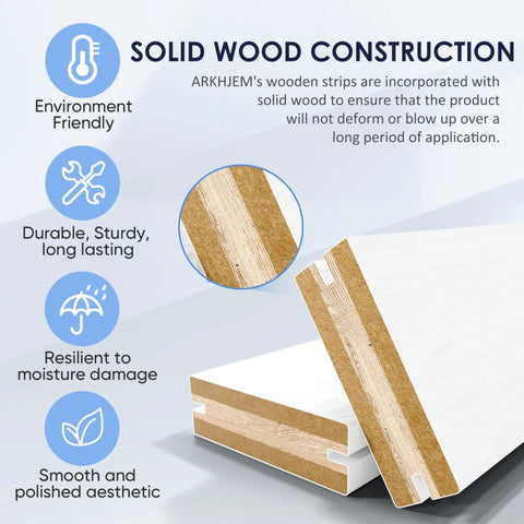 Solid wood construction details with environment-friendly wood strips, durable and moisture-resistant, smooth polished finish.