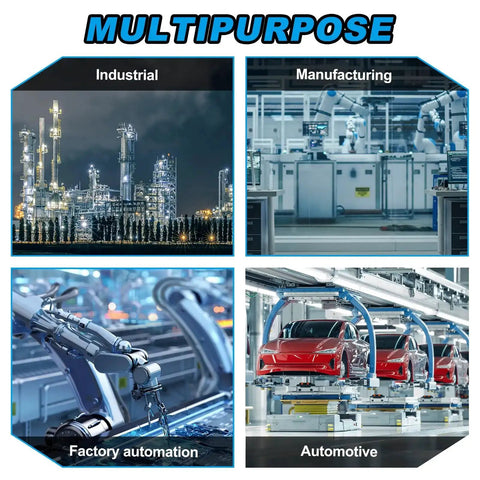 Multipurpose industrial, manufacturing, factory automation, and automotive settings illustrating M12 Female Straight 5 Pin Aviation Socket Connector With 5m Black Electrical Cable Durable PVC Metal Housing Industrial Grade Sensor Plug For Automation And Robotics IP Rated Waterproof Built Tough Plug In Ready applications