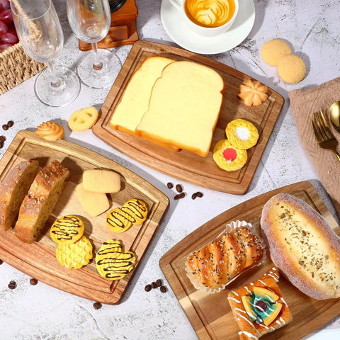 Acacia Wood Cutting Boards Set 10 Pcs Bulk for Laser Engraving and Charcuterie Serving Grooved Chopping Boards for Cheese Bread Fruit 8x10 Inches Party Ready Gift Worthy Holiday Housewarming