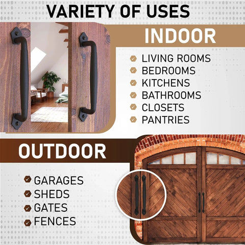 2-Pack 10 Inch Round Rustic Sliding Barn Door Handle In Black Steel For Indoor And Outdoor Use, Ideal For Doors Gates.