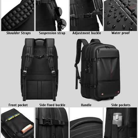21 Inch Carry On Luggage With Removable Vacuum Seal Bag And Expandable Vacpack Backpack On Wheels For Easy Travel USB Port