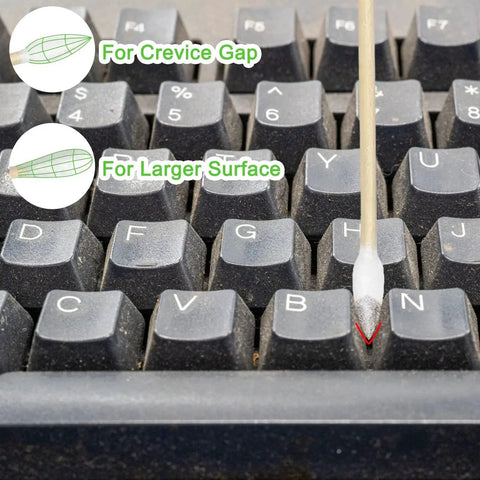 6 Inch FSC Bamboo Cotton Swab With Precision Tip cleaning between keyboard keys