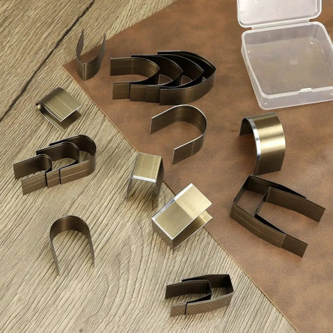All In One Leather Corner Punch Kit With 18 High Speed Steel Dies 6 Sizes And 3 Shapes Pro Grade Manual Craft Tool on wood table