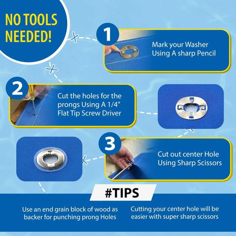 Installation tips for Marine Grade Twist Fasteners Turn Button Eyelets with clinch plate and flex washer for canvas use