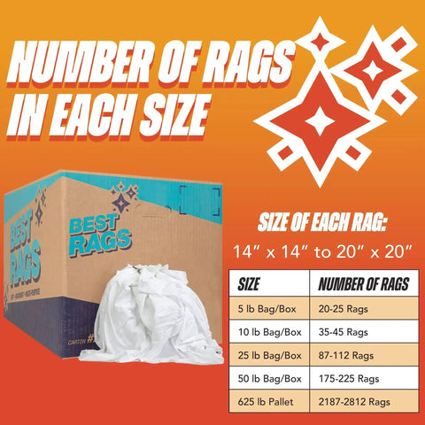 Bulk Cotton T Shirt Rags 5 Lb Box For Auto Shop Cleaning Low Lint Wiping Cloths For Paint Grease Stain Removal