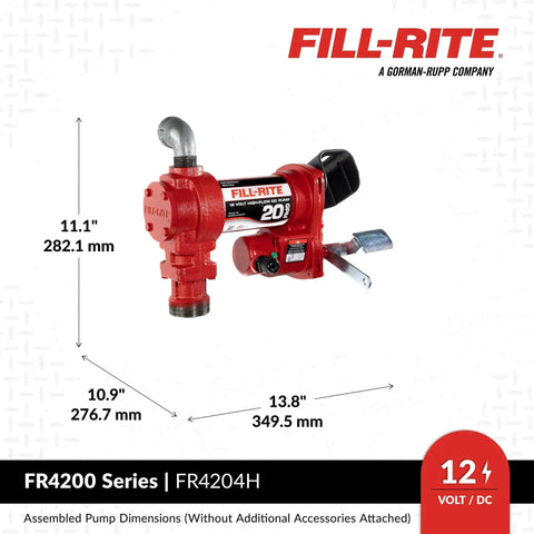 Side view of a 12V Fuel Transfer Pump 20 GPM Pump Only Durable Cast Iron Construction