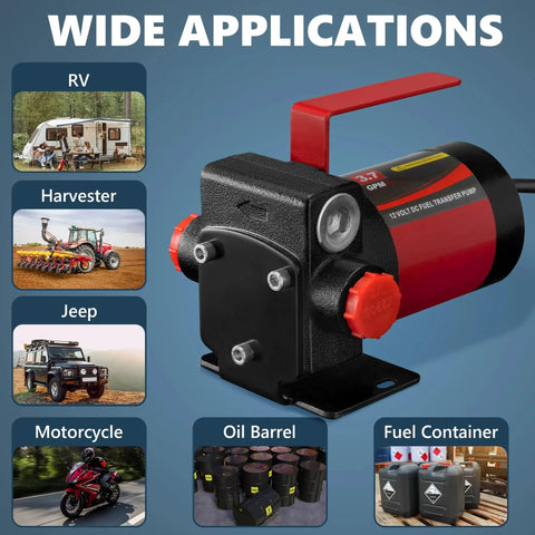 12V DC Gasoline Fuel Transfer Pump Kit With Self Priming And Reversible Pumping for Gasoline Diesel Mineral Oil and Kerosene