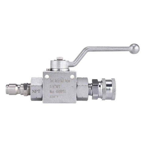Pro Grade High Pressure Washer Ball Valve Kit With Three Eighths Inch Quick Connect For Power Washer Hose, Steel Construction, 4500 PSI Max