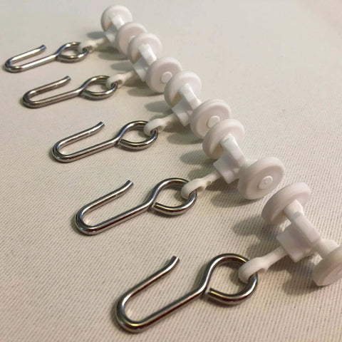 Ceiling Curtain Track Gliders Set Pack Of 10 With Plastic Body And Steel Hooks Smooth Rolling Wheels For Durable No Fuss Easy Glide Curtains