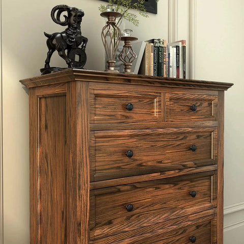 Wooden dresser with 10 Pack Black Round Mushroom Cabinet Knobs For Dresser And Drawer 1.5 Inch Diameter