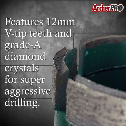 Close-up of Beast Aggressive Diamond Turbo Core Drill Bit With V Tip For Fast Dry Or Wet Concrete And Masonry Drilling