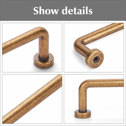 Antique Brass Cabinet Pulls Set For Vintage Farmhouse Kitchen And Wardrobe Hardware With 3 Inch Center To Center Holes close-up details