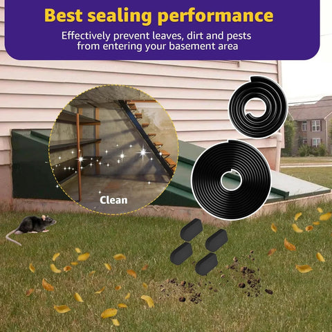 Basement Door Weatherstripping Replacement Kit Compatible With Bilco Doors includes gaskets and seal pads shown with exterior door view.