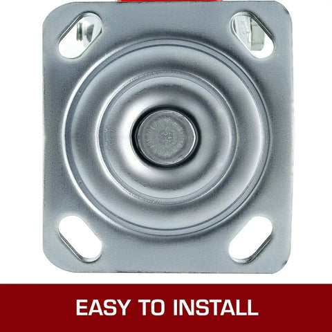 6 Inch Heavy Duty Caster Wheels Set Of 4 With 2 Rigid And 2 Swivel Casters And Side Brake Durable Polyurethane Wheels On Iron Core Plate close-up