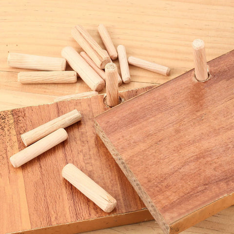 90 Piece Wooden Dowel Pins Set With Tapered Beveled Ends For Easy Insertion In Furniture, Doors, Cabinets And DIY Crafts